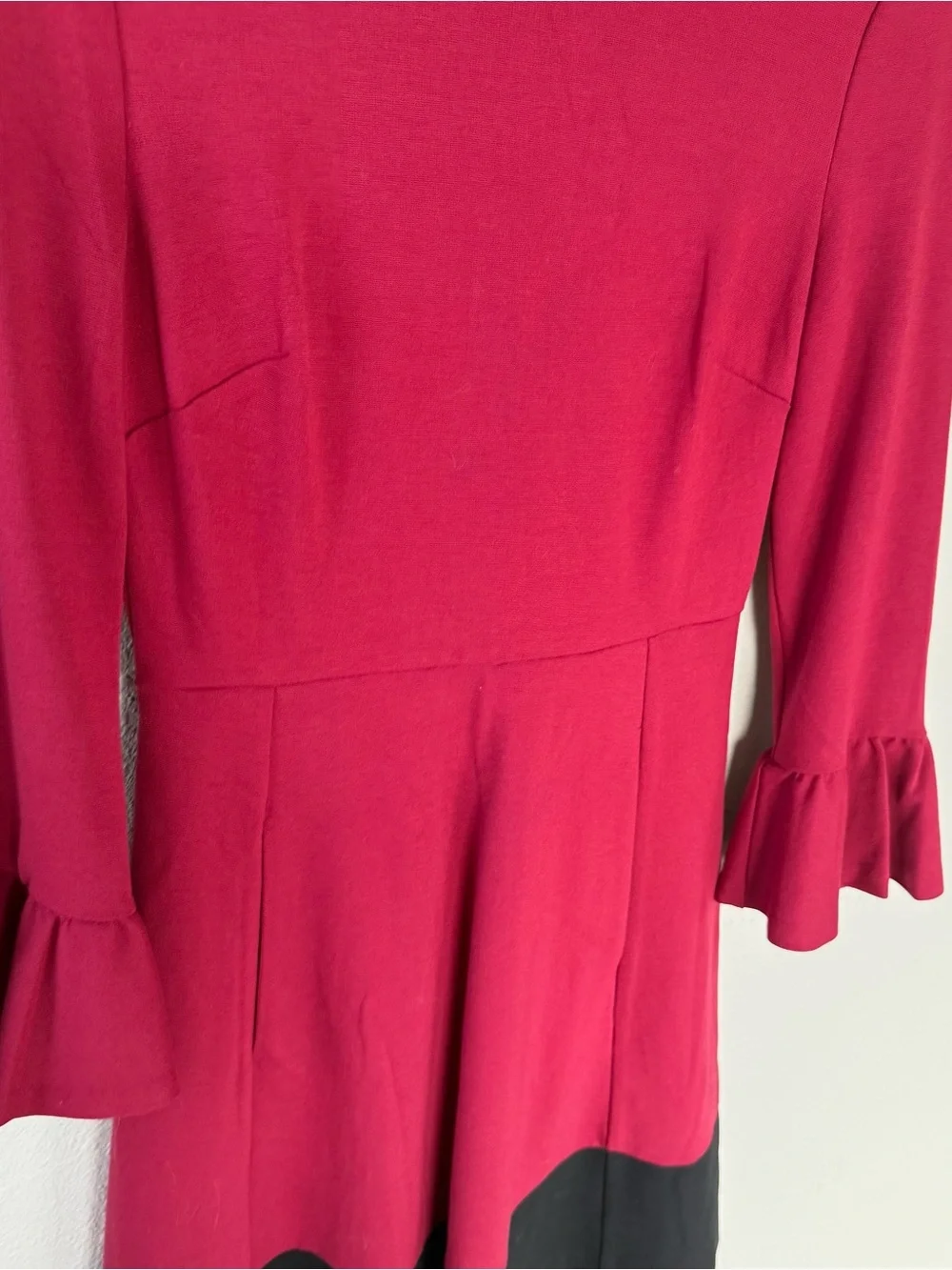 Kate Spade Colorblock Bell Sleeve Ponte Dress Cranberry Cocktail Women’s Size XS